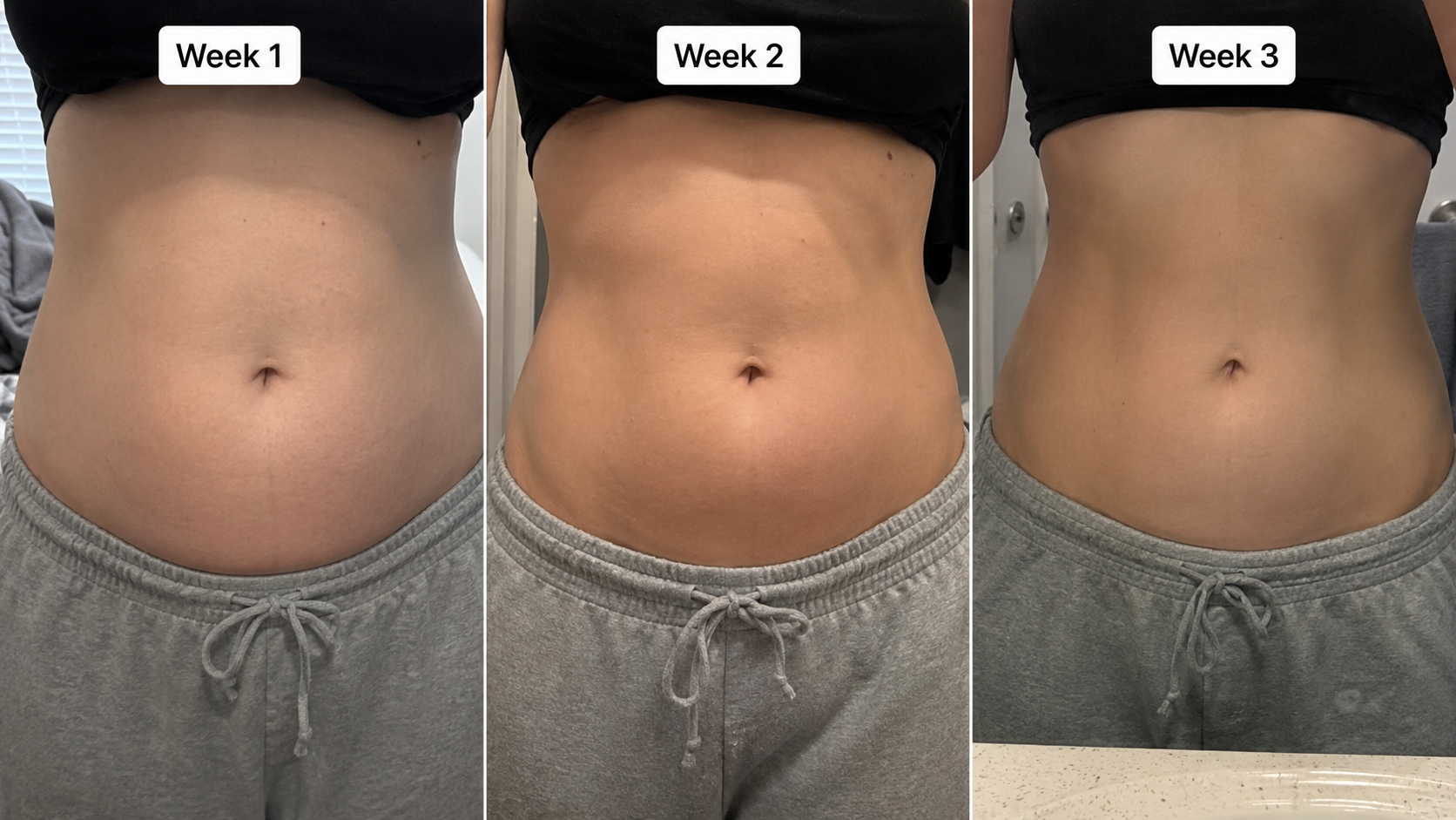 Weekly bloating progress timeline